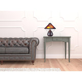HomeRoots17" Rust Metal Two Light Table Lamp With Amber Empire Shade - 14.75