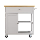 Homeroots Gray and Natural 35" Rolling Kitchen Island With Storage