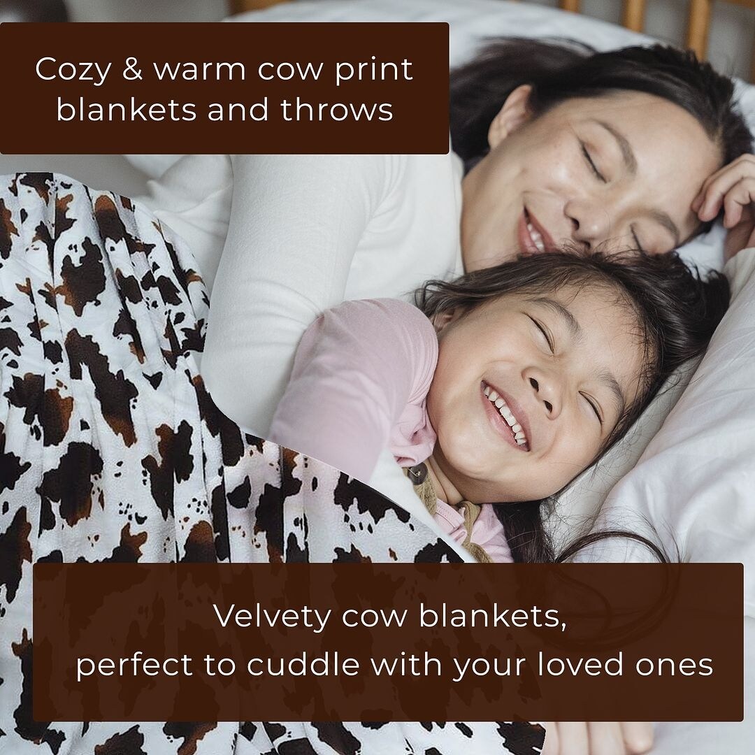 Homesmart Brown Cow Print Warm & Cozy Coral Fleece Blanket 60x78 Gifts