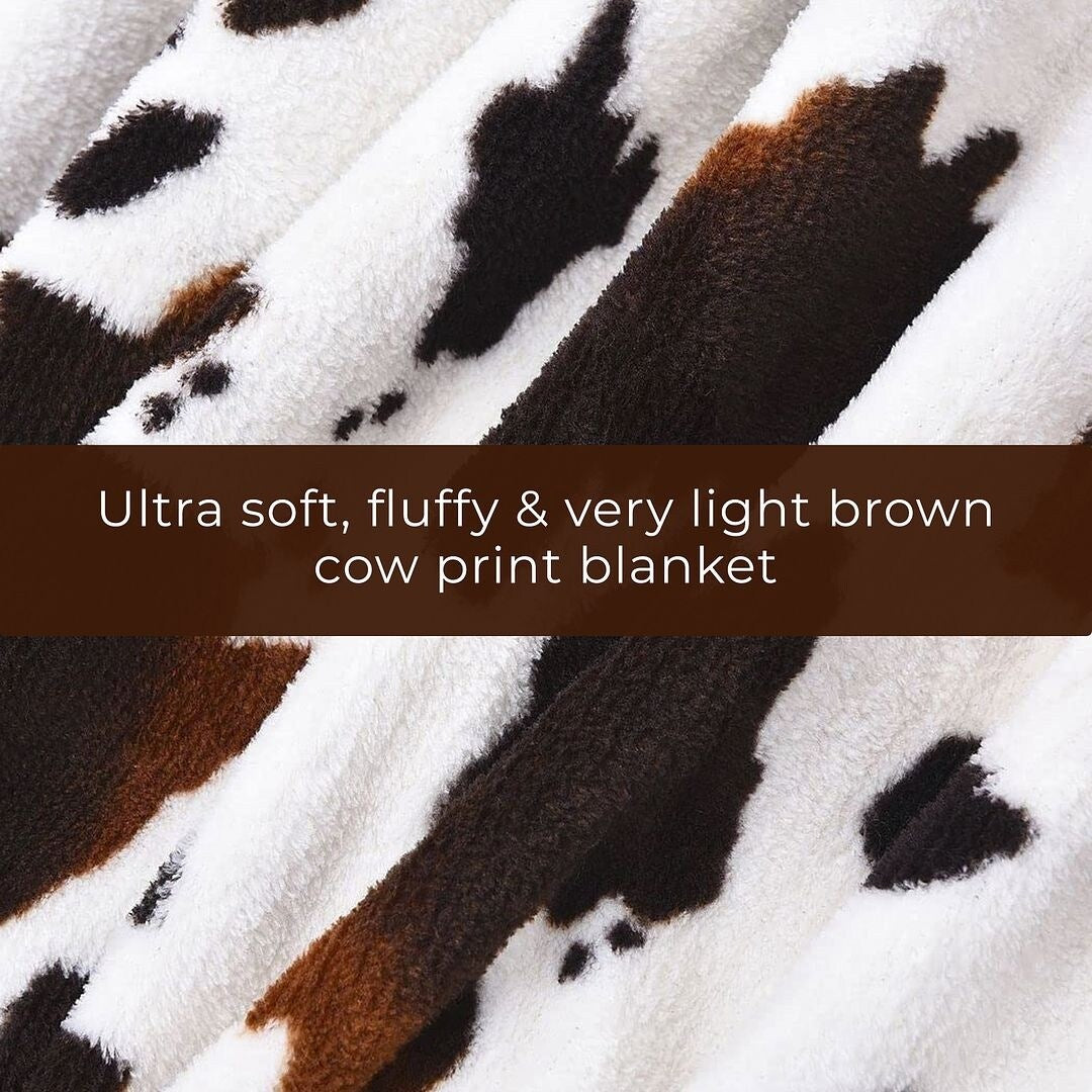 Homesmart Brown Cow Print Warm & Cozy Coral Fleece Blanket 60x78 Gifts