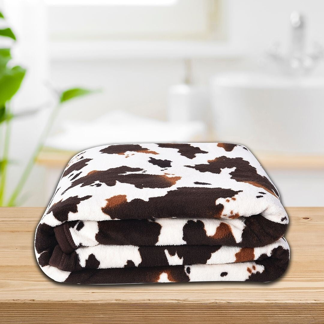 Homesmart Brown Cow Print Warm & Cozy Coral Fleece Blanket 60x78 Gifts