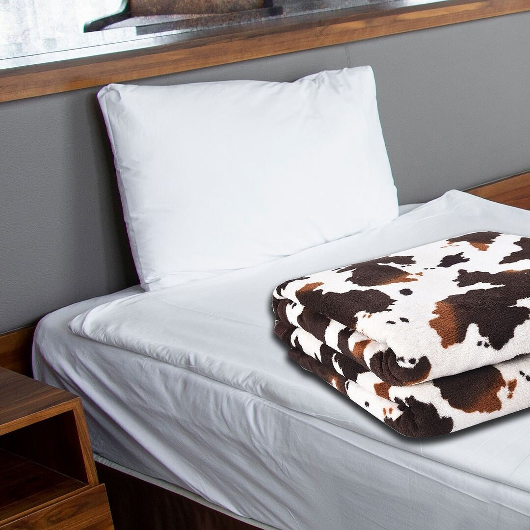 Homesmart Brown Cow Print Warm & Cozy Coral Fleece Blanket 60x78 Gifts