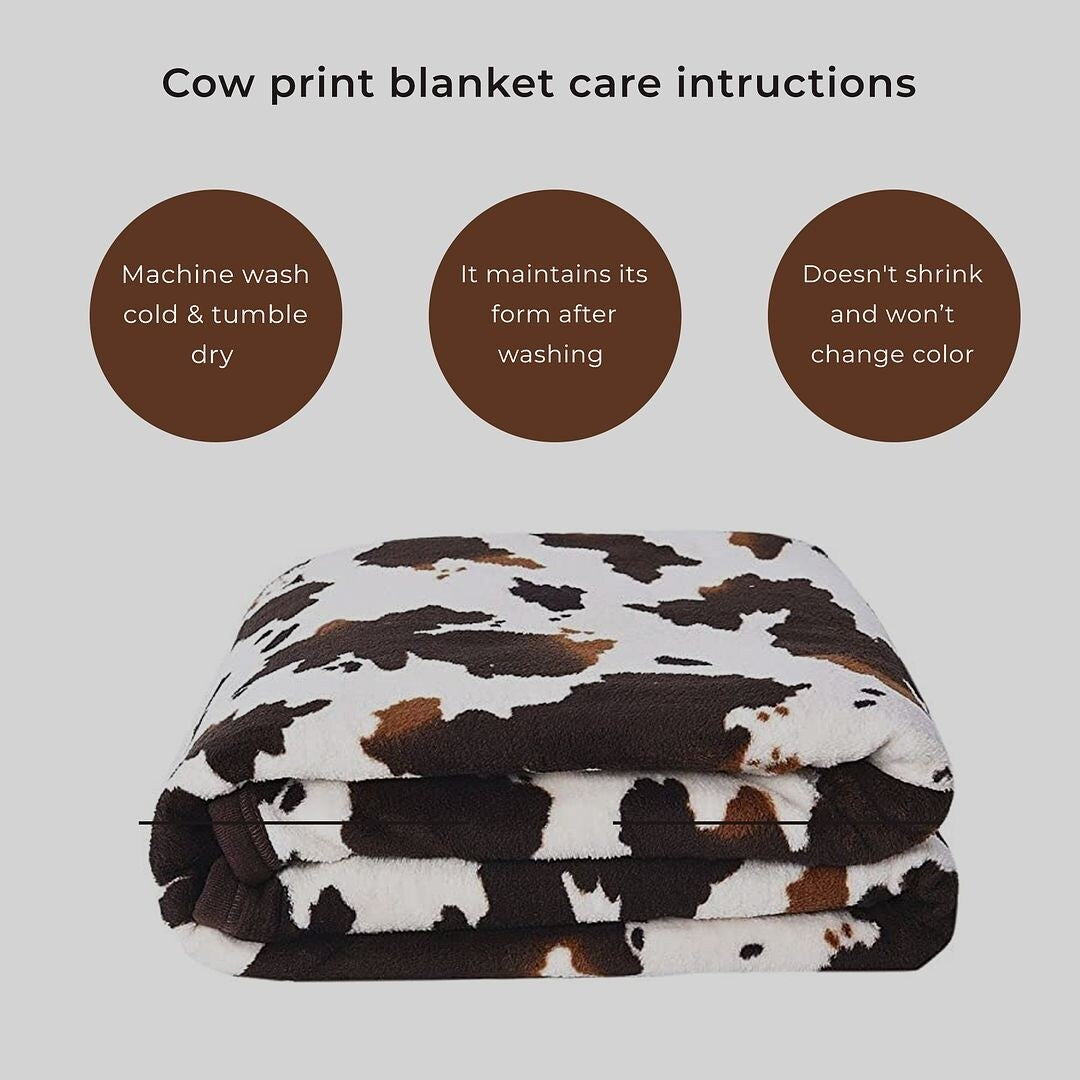 Homesmart Brown Cow Print Warm & Cozy Coral Fleece Blanket 60x78 Gifts