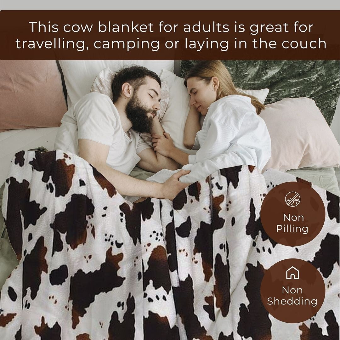 Homesmart Brown Cow Print Warm & Cozy Coral Fleece Blanket 60x78 Gifts