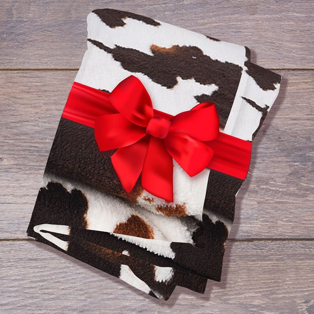 Homesmart Brown Cow Print Warm & Cozy Coral Fleece Blanket 60x78 Gifts
