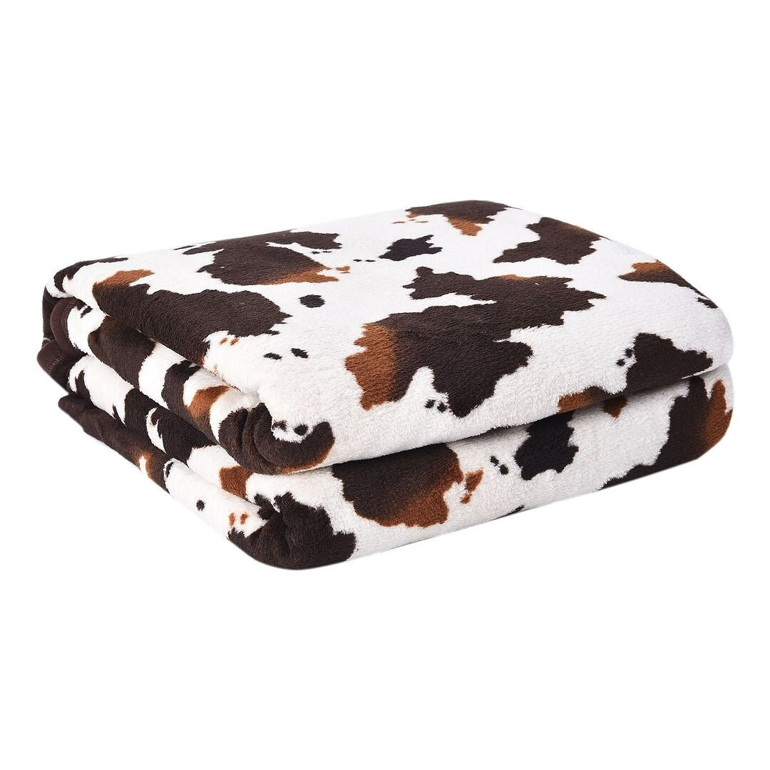 Homesmart Brown Cow Print Warm & Cozy Coral Fleece Blanket 60x78 Gifts