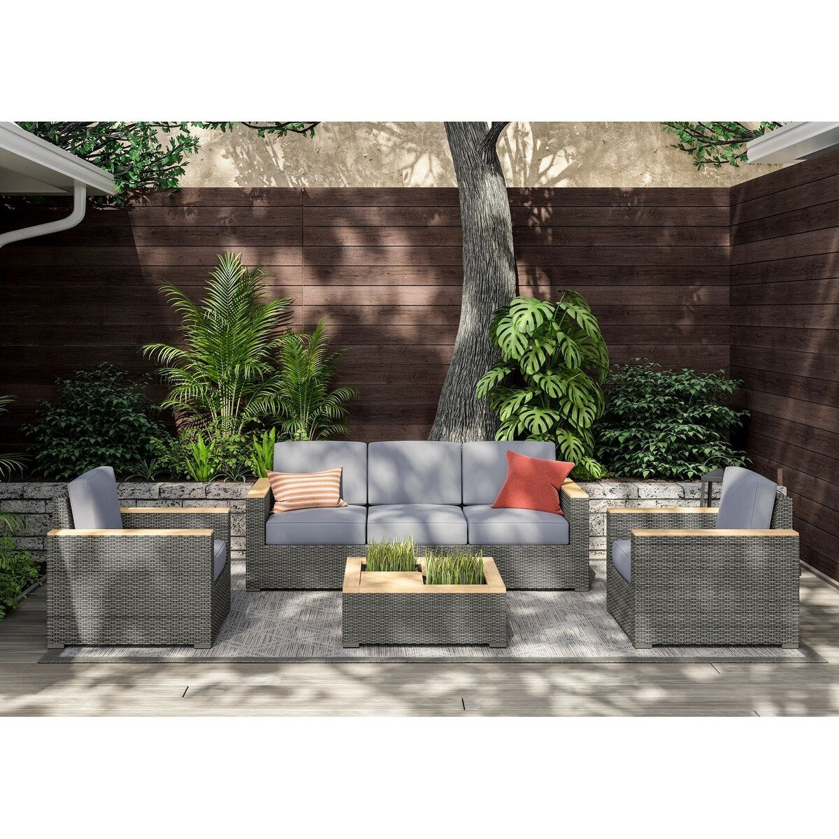 Homestyles Boca Raton Brown Rattan Outdoor Sofa Set