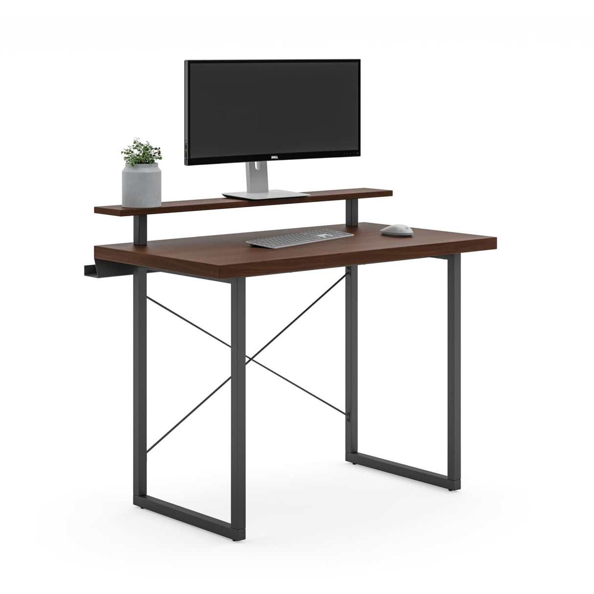 Homestyles Merge Brown Wood Desk with Monitor Stand