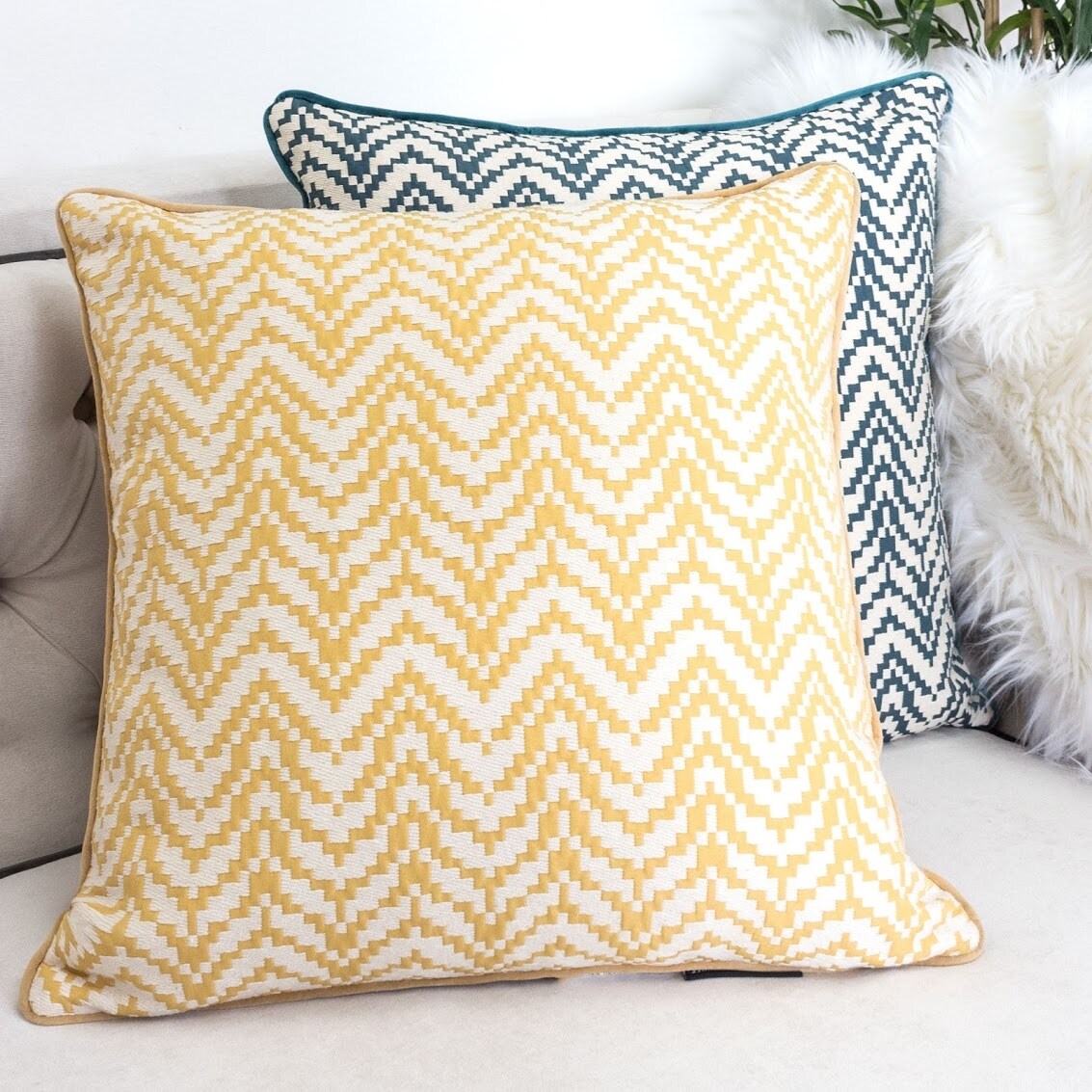 Homey Cozy Velvet Chevron Throw Pillow Cover & Insert - Set of 2