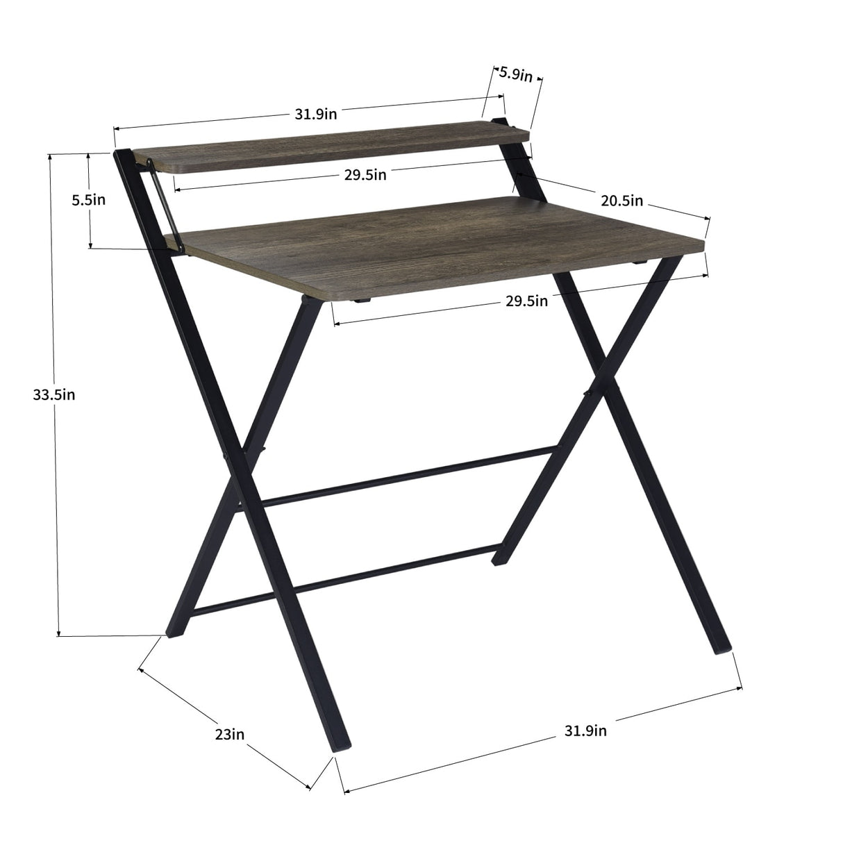 HomyLin 32" Folding Desk for Study Writing Office, No Assembly Needed