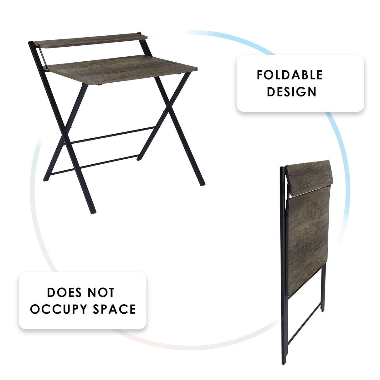 HomyLin 32" Folding Desk for Study Writing Office, No Assembly Needed