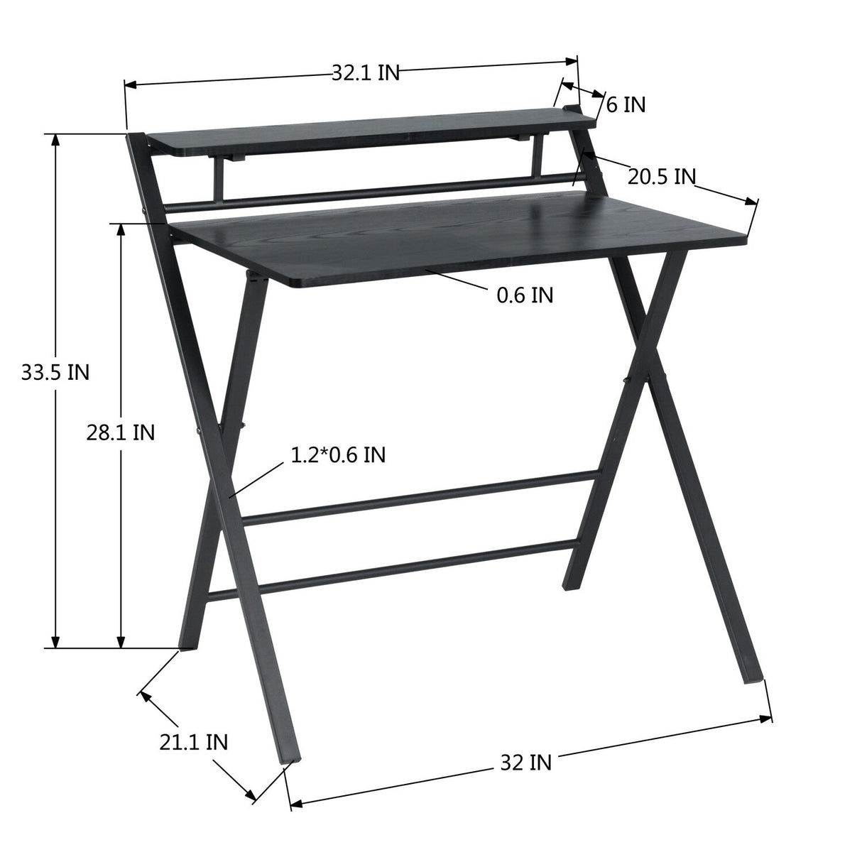 HomyLin 32" Folding Desk for Study Writing Office, No Assembly Needed