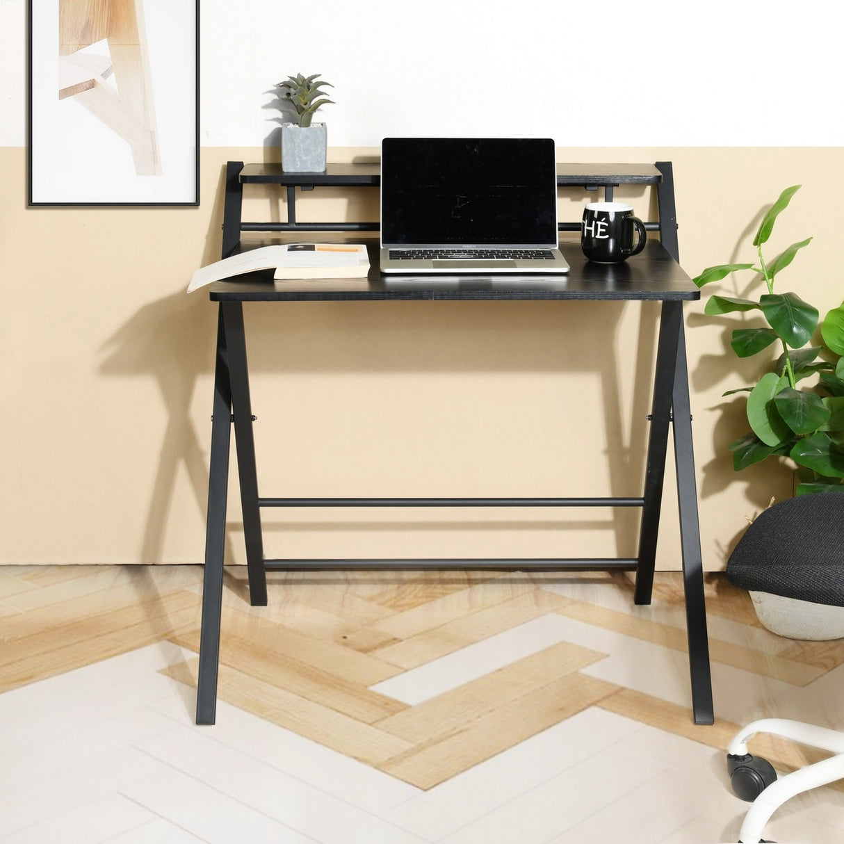 HomyLin 32" Folding Desk for Study Writing Office, No Assembly Needed