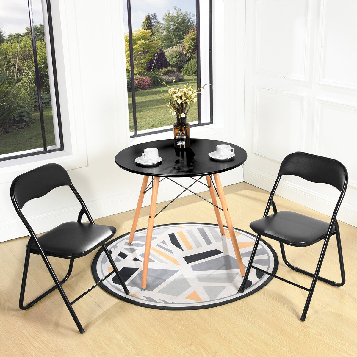 HomyLin Foling Chairs Padded Metal Foldable Conference Chairs Set