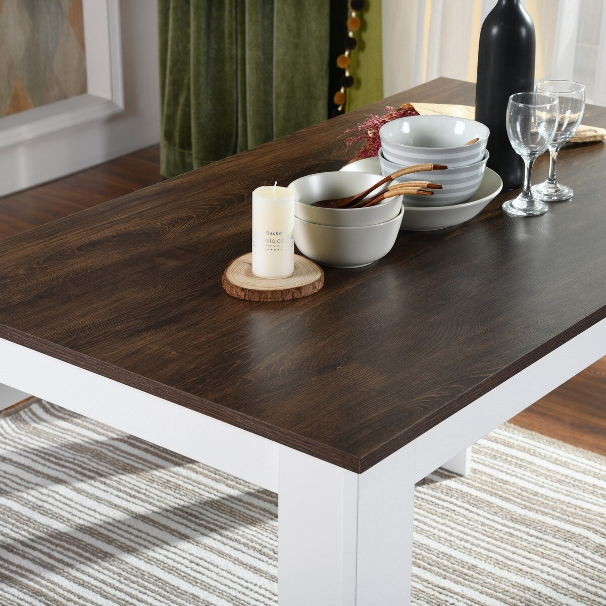 Homylin 3-Piece Dining Set 47.2'' Dining Table with 2 Benches