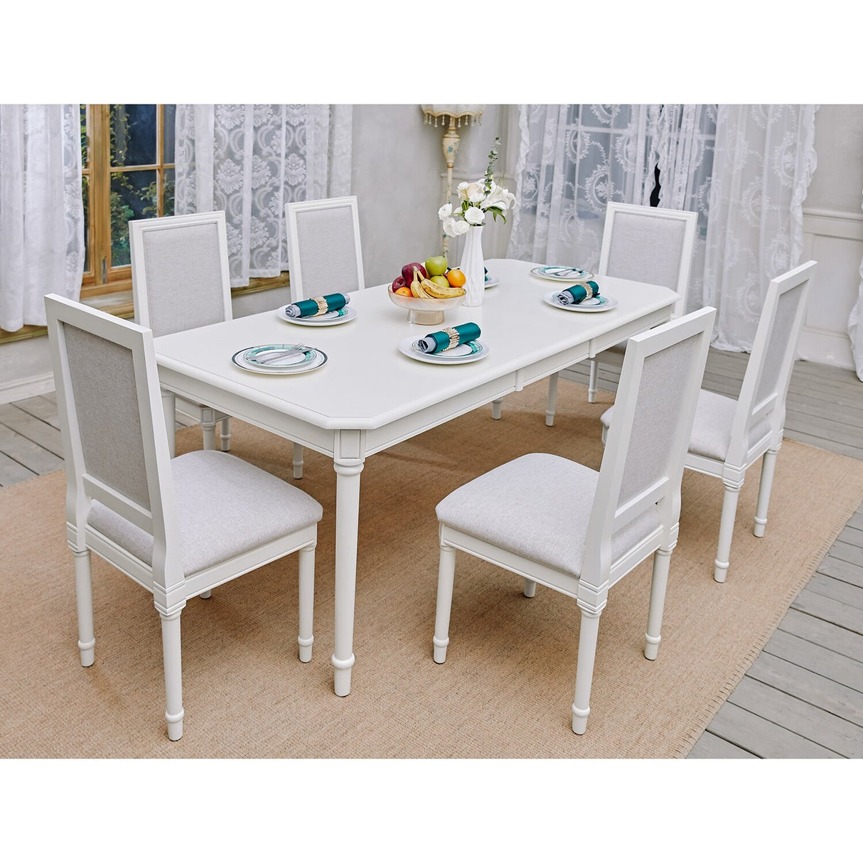 Homylin 60-78'' Extendable Dining Table Solid Wood Removable Leaf