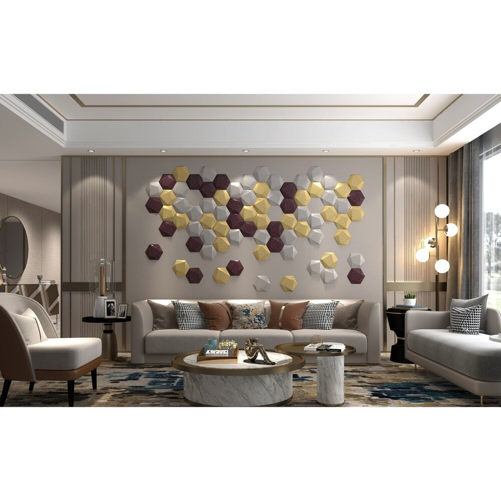 HoneyComb Design Soft Leather DIY Wall Decoration Panel With Mixed Met