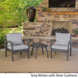 Honolulu Outdoor 3-piece Wicker Chat Set with Cushions by Christopher Knight Home