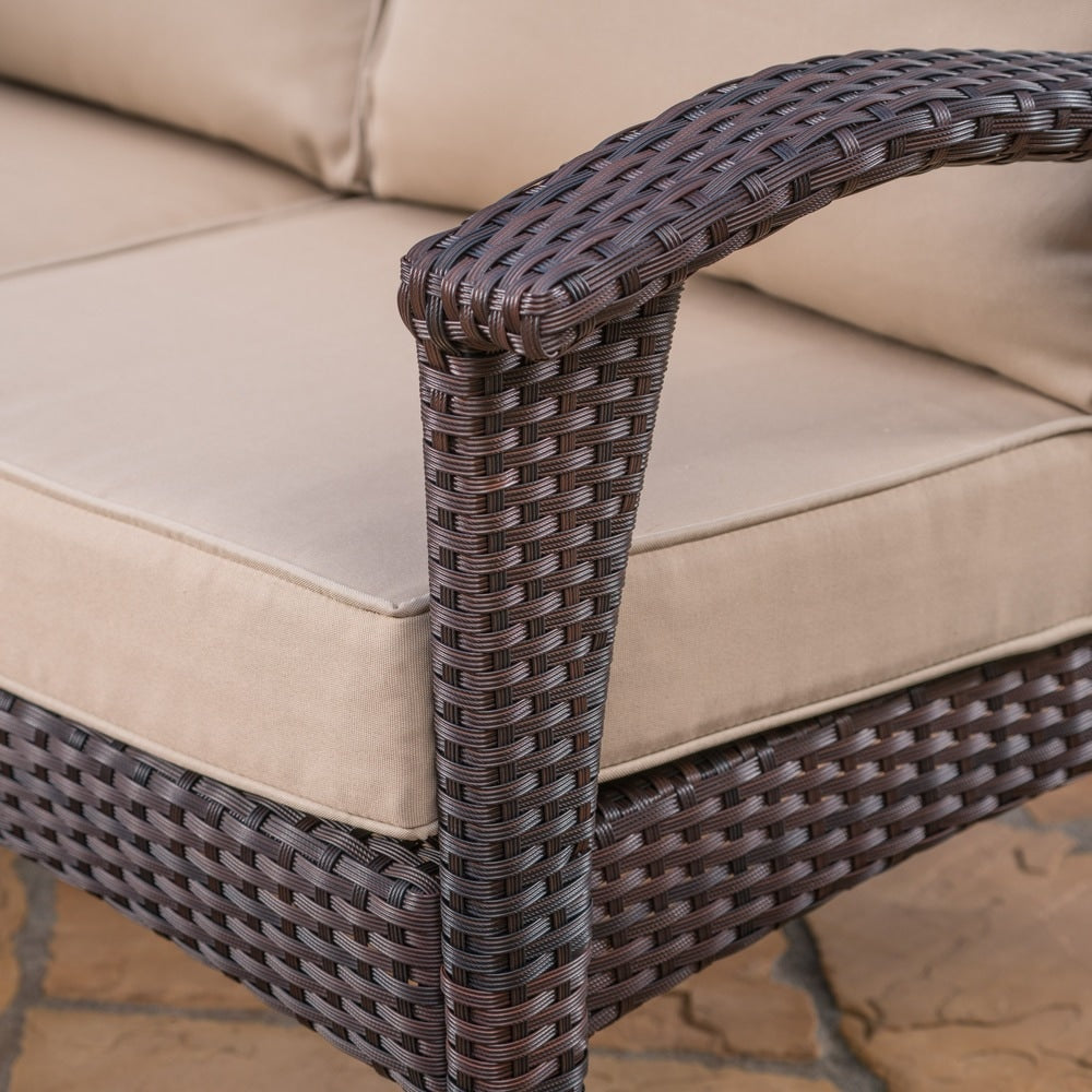 Honolulu Outdoor Wicker Loveseat with Cushions by Christopher Knight Home