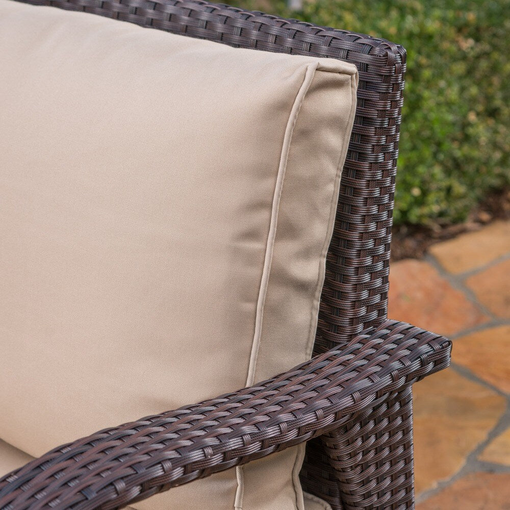 Honolulu Outdoor Wicker Loveseat with Cushions by Christopher Knight Home
