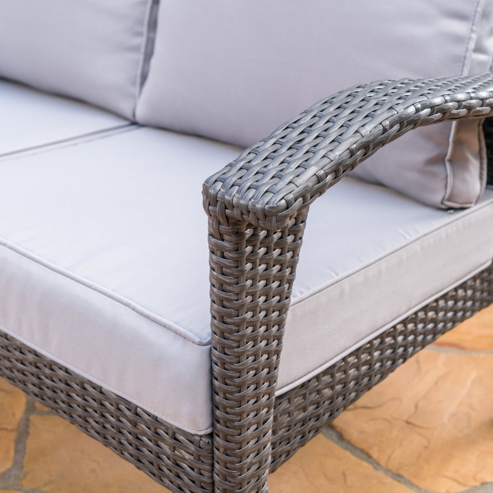 Honolulu Outdoor Wicker Loveseat with Cushions by Christopher Knight Home