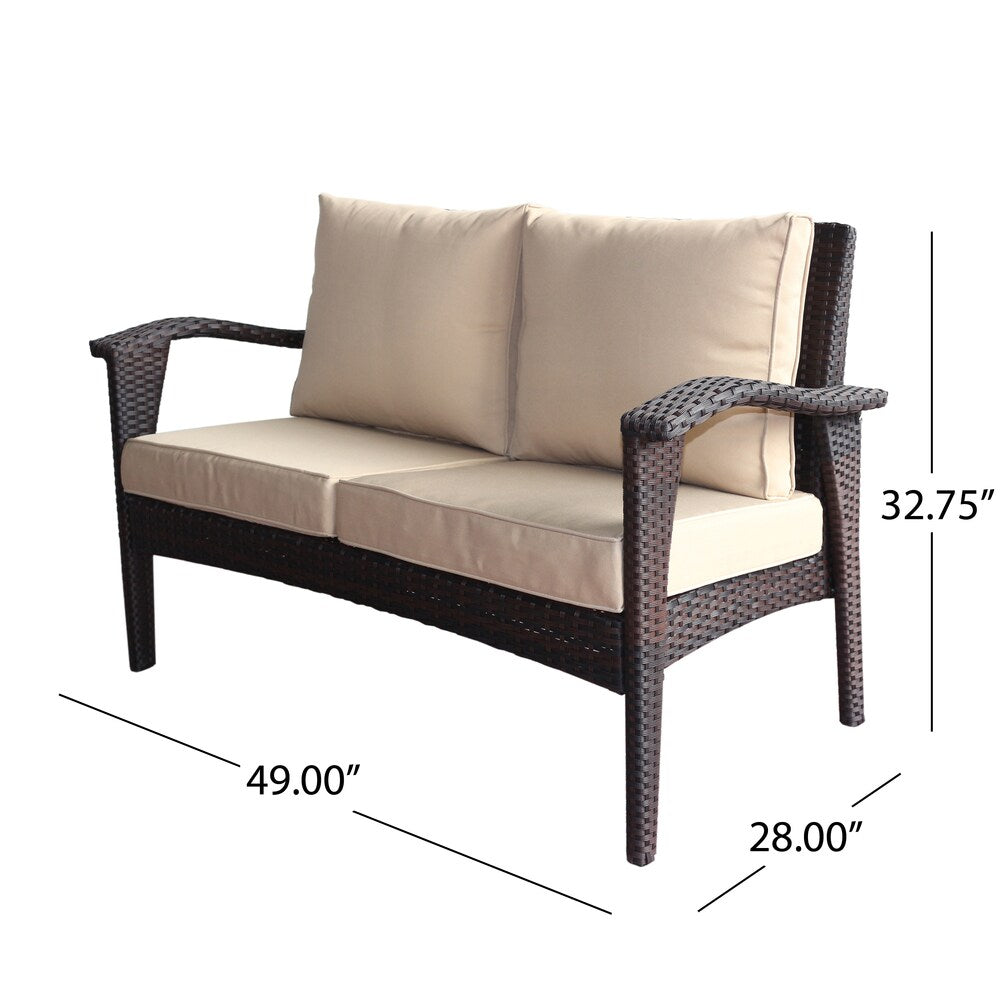 Honolulu Outdoor Wicker Loveseat with Cushions by Christopher Knight Home