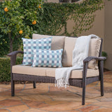 Honolulu Outdoor Wicker Loveseat with Cushions by Christopher Knight Home