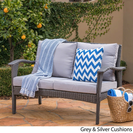 Honolulu Outdoor Wicker Loveseat with Cushions by Christopher Knight Home