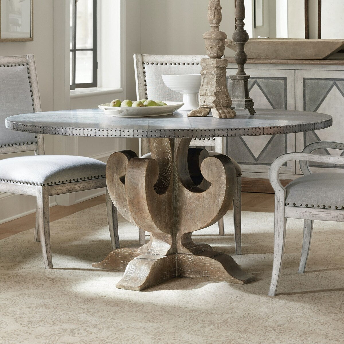 Hooker Furniture Ascension 60" Round Silver Top European Farmhouse