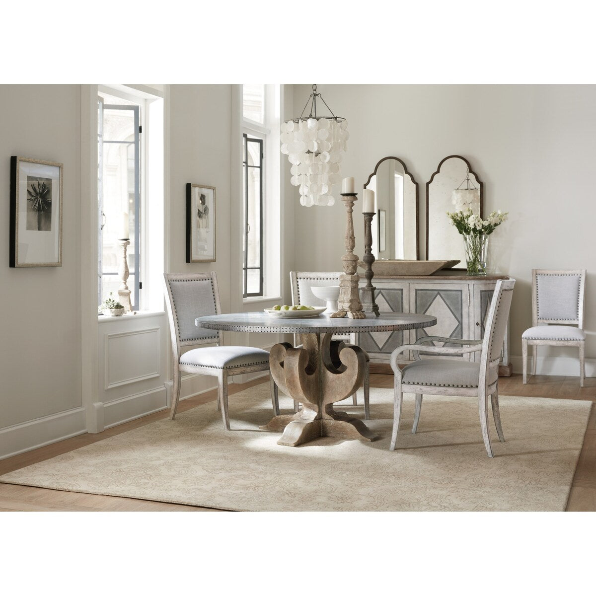 Hooker Furniture Ascension 60" Round Silver Top European Farmhouse