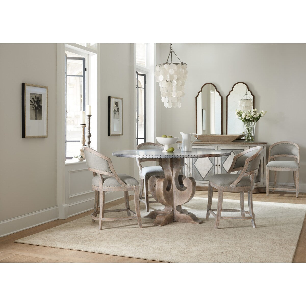 Hooker Furniture Ascension 60" Round Silver Top European Farmhouse