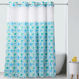 Hookless Kids Silly Sea Life Print Shower Curtain with PVC Liner