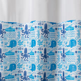 Hookless Kids Silly Sea Life Print Shower Curtain with PVC Liner