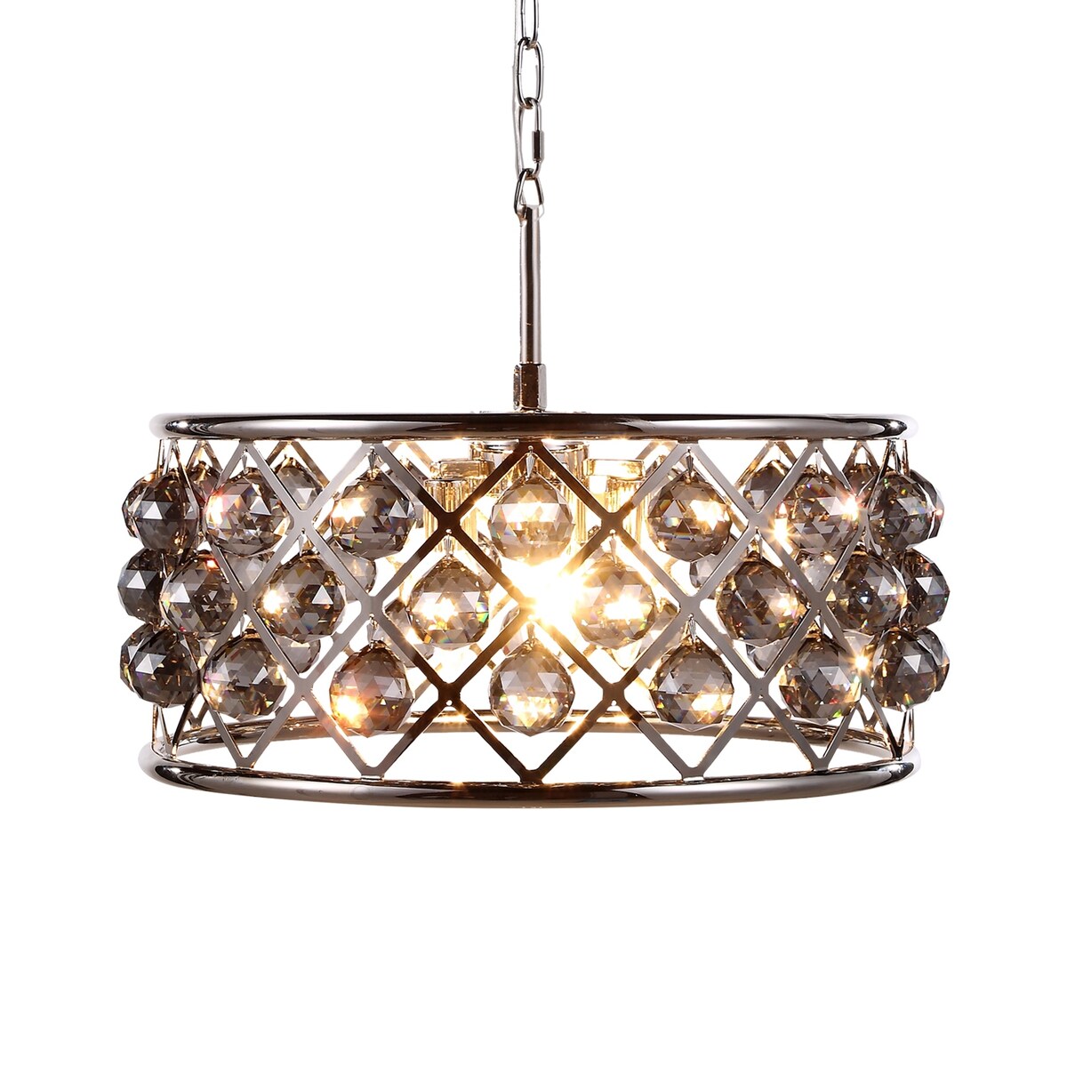 Hoop 5 Light 20" Polished Nickel Smoke Crystal Chandelier - 9.00