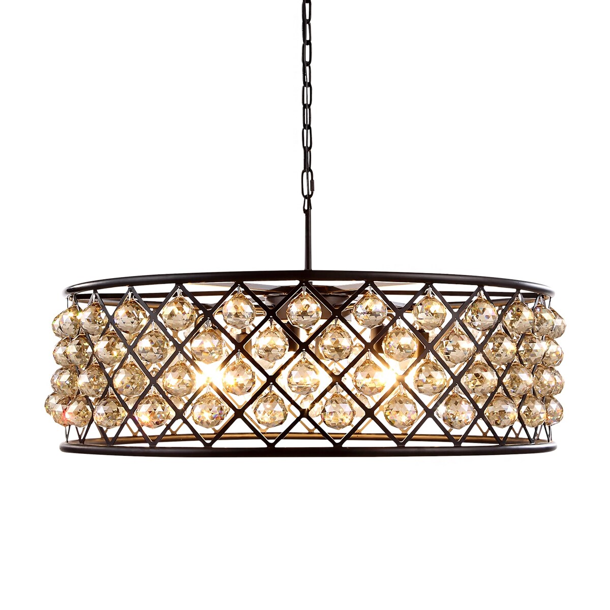 Hoop 8 Light 32" Grey Iron Golden Teak Crystal Chandelier - 10.50