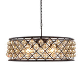 Hoop 8 Light 32" Grey Iron Golden Teak Crystal Chandelier - 10.50
