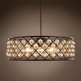 Hoop 8 Light 32" Grey Iron Golden Teak Crystal Chandelier - 10.50