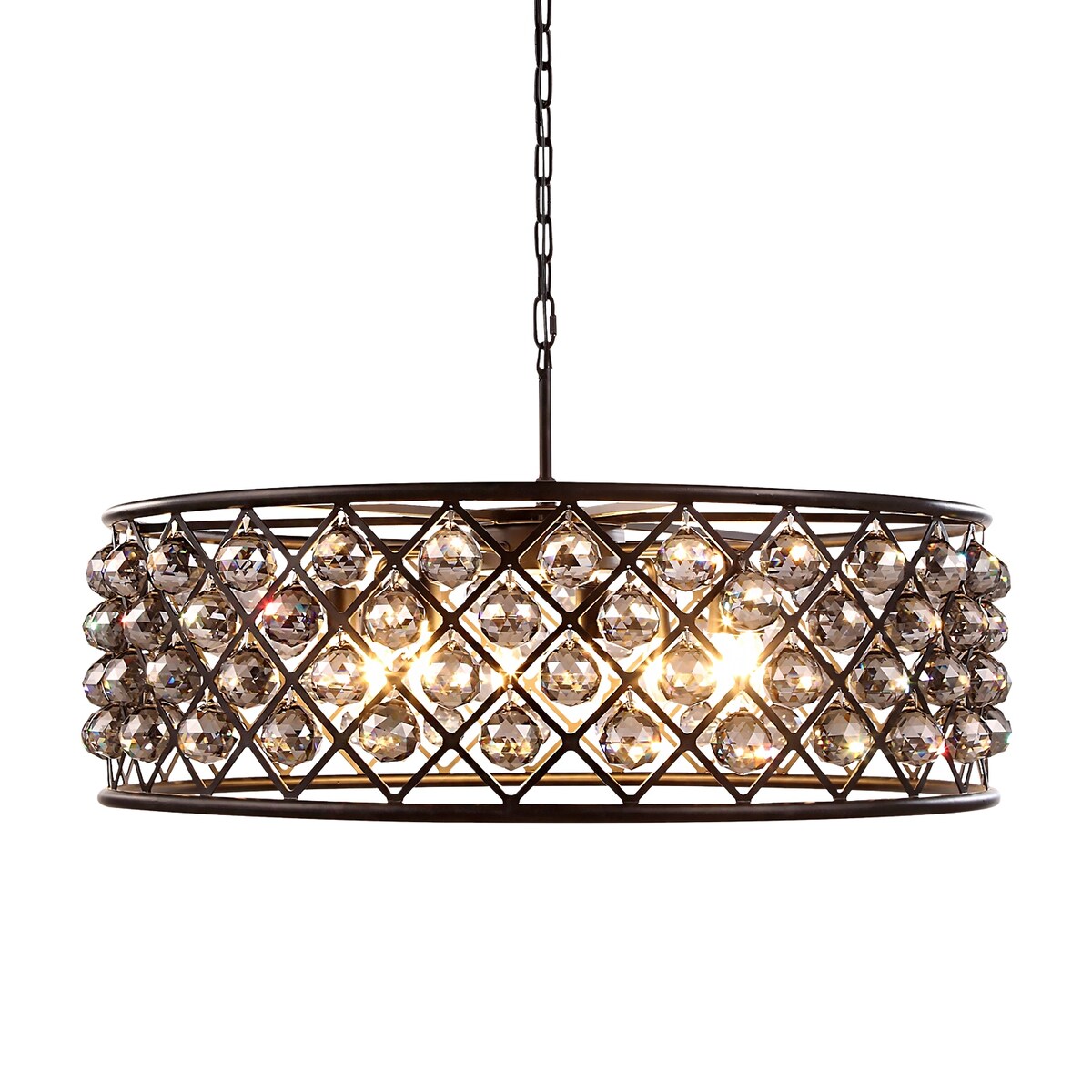 Hoop 8 Light 32" Grey Iron Smoke Crystal Chandelier & Led - 10.50