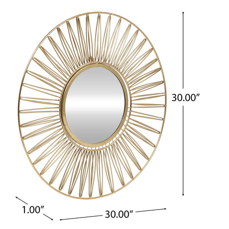 Hopedale Modern Glam Handcrafted Round Sun Wall Mirror by Christopher Knight Home - 30.00" L x 1.00" W x 30.00" H