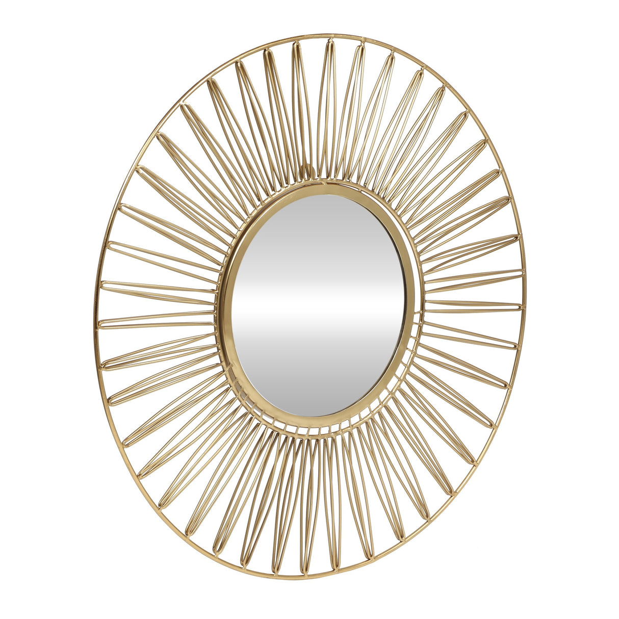 Hopedale Modern Glam Handcrafted Round Sun Wall Mirror by Christopher Knight Home - 30.00" L x 1.00" W x 30.00" H
