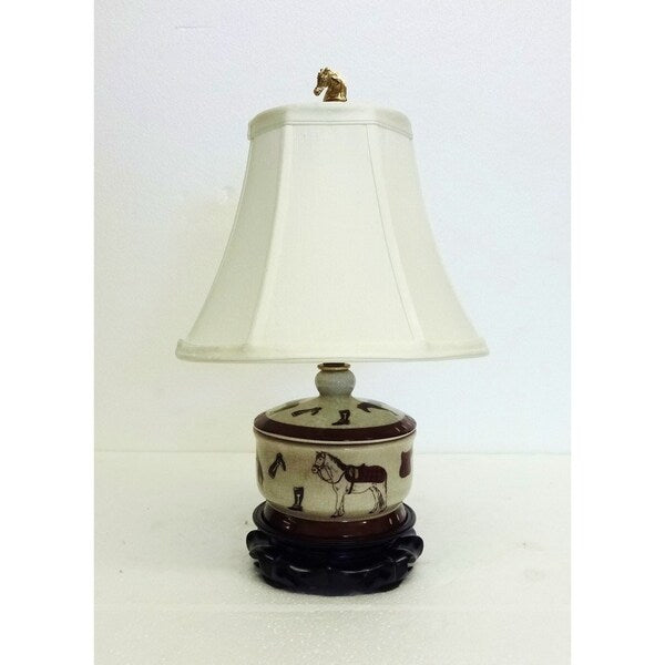 Horse Design Cover Box Porcelain Table Lamp