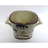 Horse Design Oval Pot w/ Handles