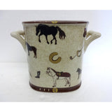 Horse Design Oval Pot w/ Handles