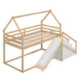 House-shaped Twin over Twin Loft or Bunk Bed with Slide, Storage Staircase