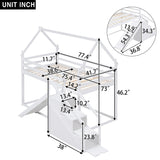 House-shaped Twin over Twin Loft or Bunk Bed with Slide, Storage Staircase