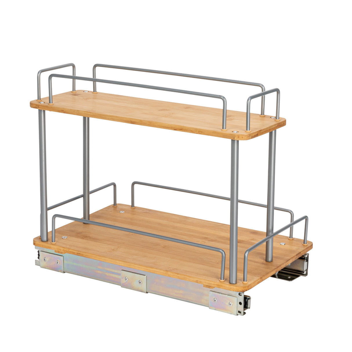 Household Essentials 2-Tier Sliding Cabinet Organizer, Natural Bamboo - 11.5in wide