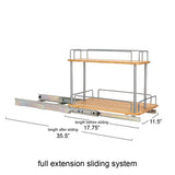 Household Essentials 2-Tier Sliding Cabinet Organizer, Natural Bamboo - 11.5in wide
