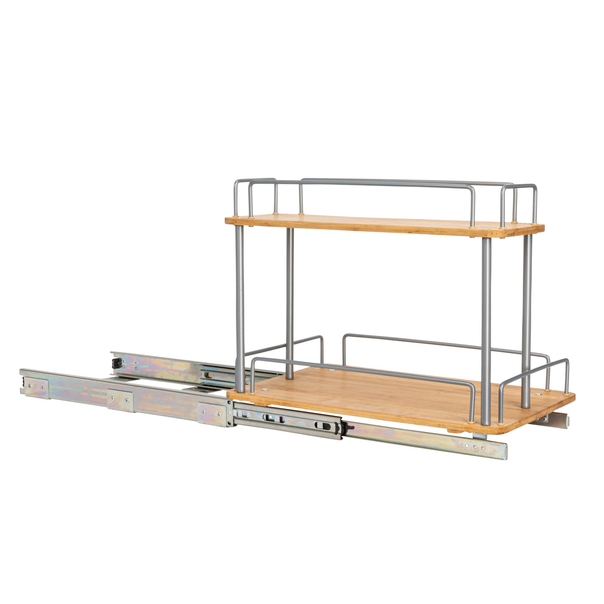 Household Essentials 2-Tier Sliding Cabinet Organizer, Natural Bamboo - 11.5in wide