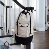 Household Essentials Backpack Duffel Laundry Bag, Cream & Black