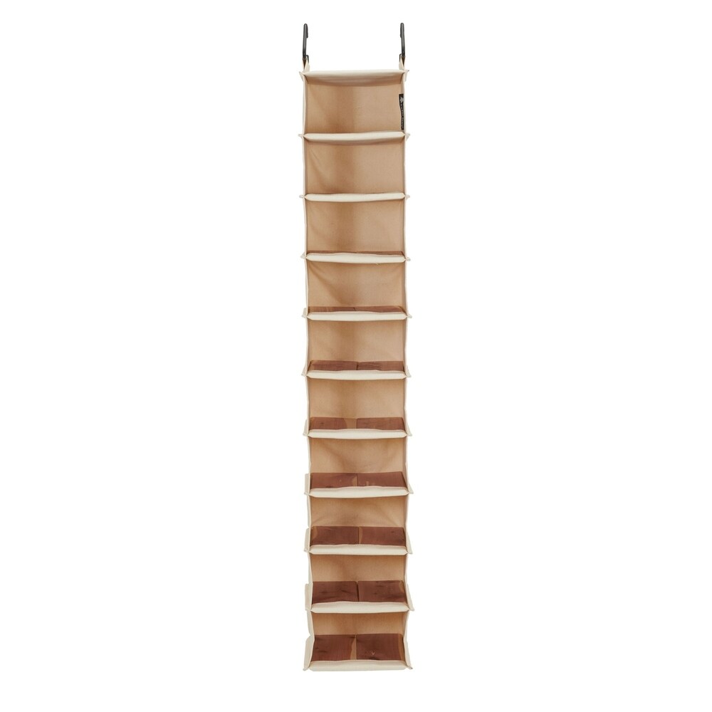 Household Essentials Hanging Shoe Bag Cedar Stow Closet Organizer, Natural